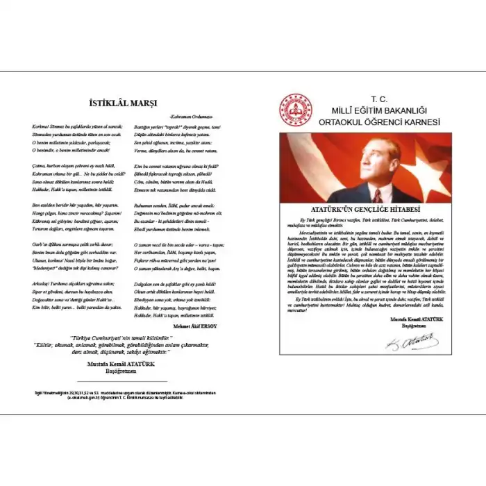 Ortaokul Öğrenci Karnesi (Meb Onaylı)