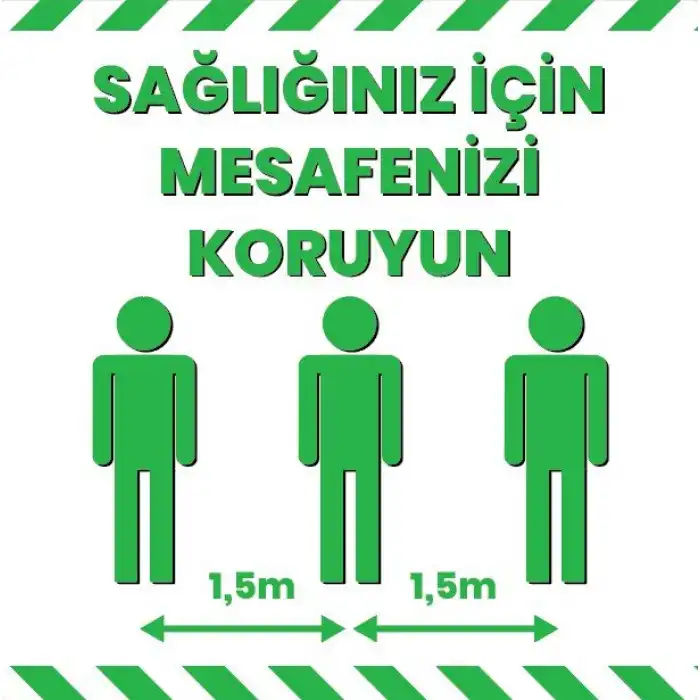 Sosyal Mesafe Yer Yazıları  27 (Laminasyonlu) 33x33