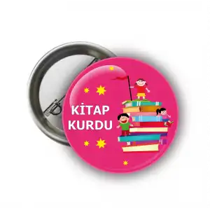 Kitap Kurdu Rozeti (Pembe)