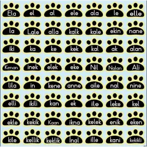 1. Sınıf Hece ve Kelime Pati Ayak İzleri