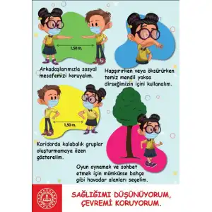 Sağlığımı Düşünüyorum Mesafemi Koruyorum Afişi (Posteri)