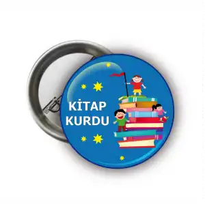 Kitap Kurdu Öğrenci Rozeti (Mavi)