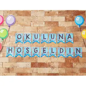 Okuluna Hoş Geldin Bayrak Afişi