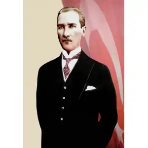 Atatürk Bayraklı Resim Afişi