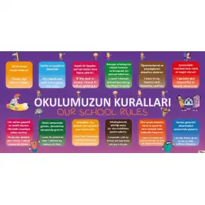 Okul Kuralları Afişi (İngilizce/Türkçe)