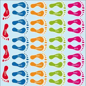 Almanca Zıtlıklar Ayakizi (antonym&Fussabdruck)