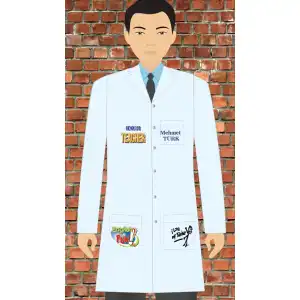 İngilizce Baskılı Erkek Öğretmen Önlüğü 1