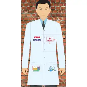 Kimya Baskılı Erkek Öğretmen Önlüğü