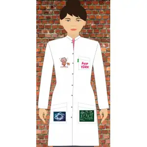 Fizik Baskılı Bayan Öğretmen Önlüğü