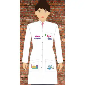 Kimya Baskılı Bayan Öğretmen Önlüğü