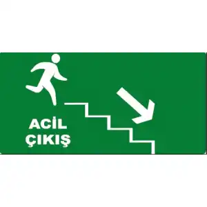 Acil Çıkış Aşağı Yön Levhası