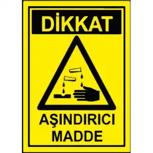 Dikkat Aşındırıcı Madde levhası