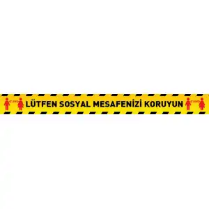 Sosyal Mesafeyi Koruyun 10x100 cm Yer Yapıştırma  (Laminasyonlu)