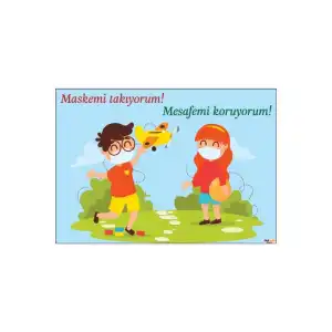 Maskemi Takıyorum Mesafemi Koruyorum Afişi (Posteri)