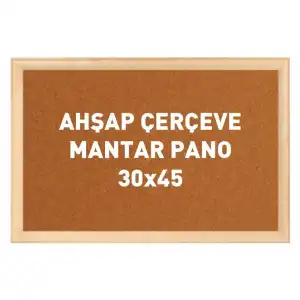Ahşap Çerçeve Mantar Okul Panosu 30x45