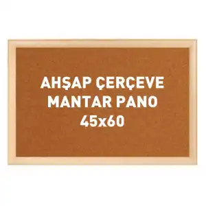 Ahşap Çerçeve Mantar Okul Panosu 45x60