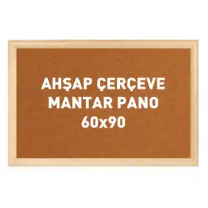 Ahşap Çerçeve Mantar Okul Panosu 60x90