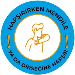 Hapşırırken Dikkat Et Sosyal Mesafe Etiketi 2 (Laminasyonlu)