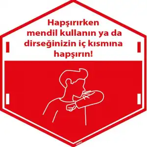 Hapşırırken Mendil Kullanın Etiketi  (Laminasyonlu)