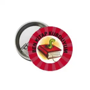 Kitap Kurdu Kırmızı Öğrenci Motivasyon Rozeti