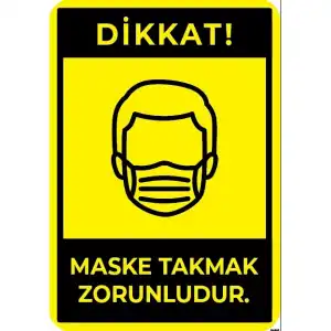 Maske Takmak Zorunludur Yapıştırma Yazıları 6 (25x35)