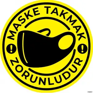Maske Takmak Zorunludur Yer Yapıştırma 3 (Laminasyonlu)