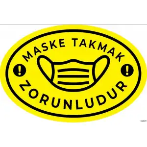 Maske Takmak Zorunludur Yer Yapıştırma 4 (Laminasyonlu) 30x20