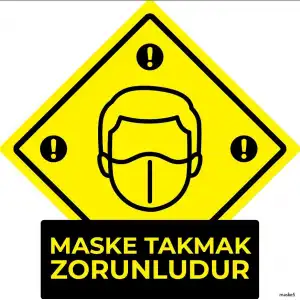 Maske Takmak Zorunludur Yer Yapıştırma 5 (Laminasyonlu)