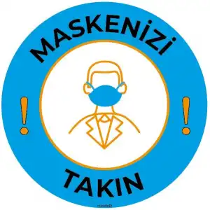 Maskenizi Takın  Yapıştırma Etiketi 2 (Laminasyonlu)