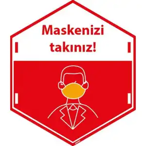 Maskenizi Takın  Yapıştırma Etiketi  (Laminasyonlu)