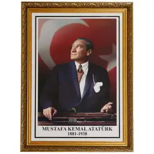Mdf Lüks Köşeli Çerçeveli Atatürk Portresi 60x80