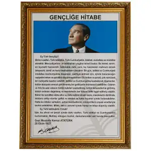 Mdf Lüks Köşeli Çerçeveli Gençliğe Hitabe 60x80