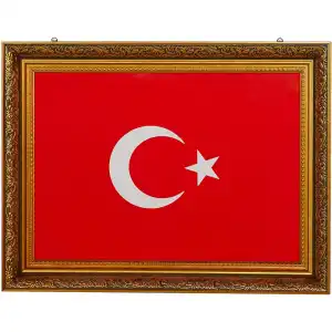 Mdf Lüks Köşeli Çerçeveli Türk Bayrağı 40x60