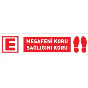 Mesafeni Koru Sağlığını Koru Eczane Yer Yapıştırma 20x50 cm (Laminasyonlu)