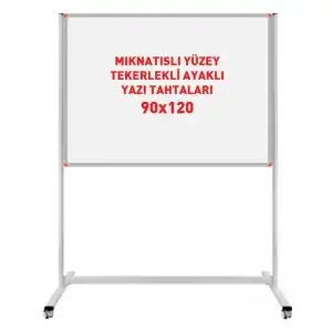 Mıknatıs Yüzeyli Tekerlekli Yazı Tahtası 90x120
