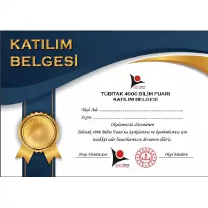 Okul Bilim Fuarı Katılım Belgesi ve Sertifika 1
