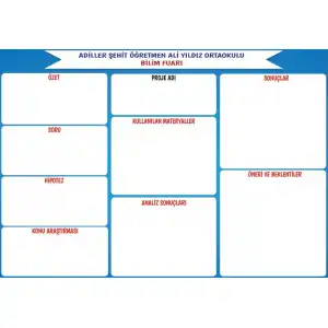 Okul Bilim Fuarı Proje Sunum Panosu 1 (80x100 cm) (KATLANABİLİR, YAZ-SİL)