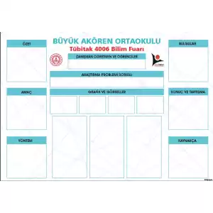 Okul Bilim Fuarı Proje Sunum Panosu 8 ( 80x100 cm) (KATLANABİLİR, YAZ-SİL)