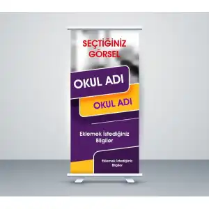 Okula Özel İsimli ve Logolu Rollup 4
