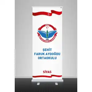 Okula Özel İsimli ve Logolu Rollup