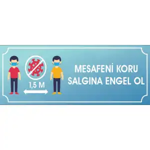 Sağlığın İçin Mesafeni Koru Yer Yapıştırma Etiketi 20x50 cm 13 (Laminasyonlu)