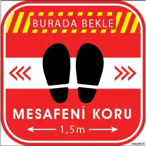 Sosyal Mesafe Yer Yapıştırma 16 (Laminasyonlu)