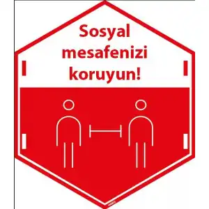 Sosyal Mesafenizi Koruyun Etiketi  (Laminasyonlu)