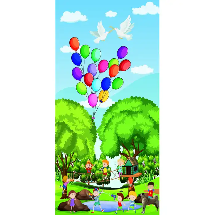 Ormanda Oynayan Çocuklar Kapı Giydirme