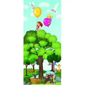 Balonla Uçan Çocuklar Kapı Giydirme