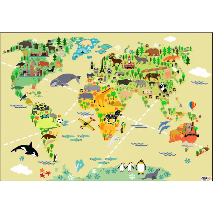 Kıtalara Göre Hayvan Çeşitliliği Afişi