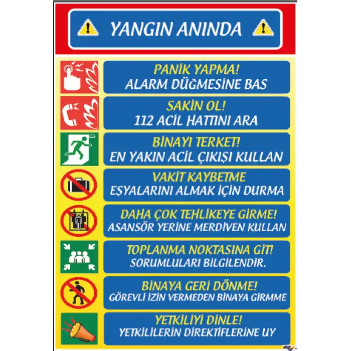 Yangında Yapılacaklar Uyarı Afişi