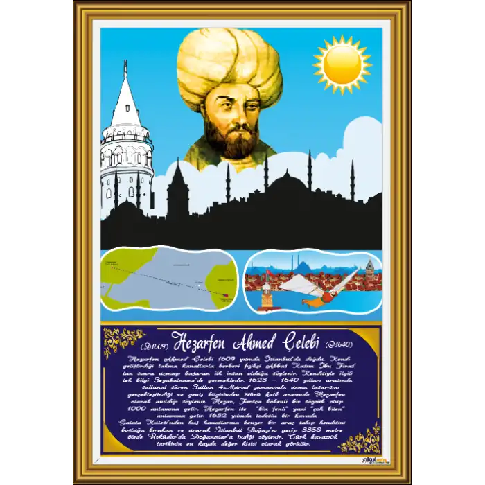 Türk Büyükleri - Hezarfen Ahmet Çelebi Afişi