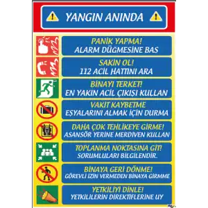 Yangında Yapılacaklar Uyarı Afişi