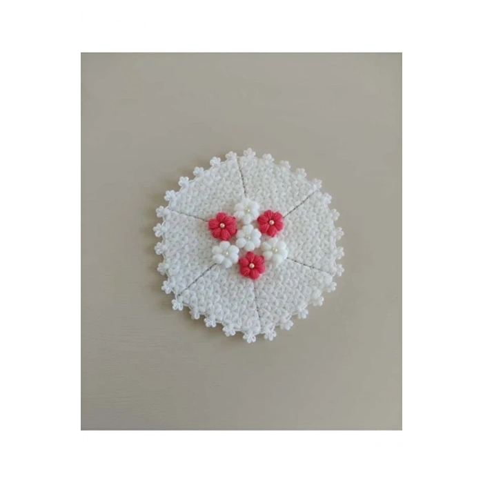 Çeyizlik Pembe Puf Çiçekli 3lü Lif Seti